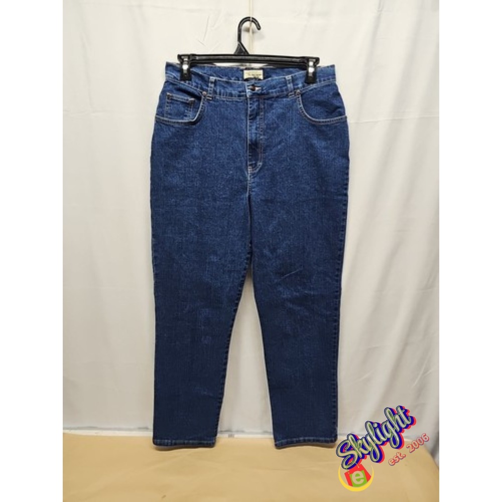St Johns Bay Womens Blue Stretch High Rise Straight Leg Denim Jeans Sz 34x30